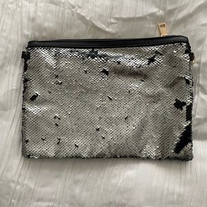 Sequin clutch or makeup bag with zipper